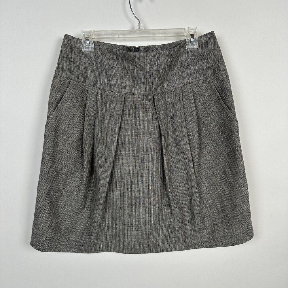 Gunex Italy Metallic Pleated Mini Skirt 10 Linen Blend Minimalist Quiet Luxury